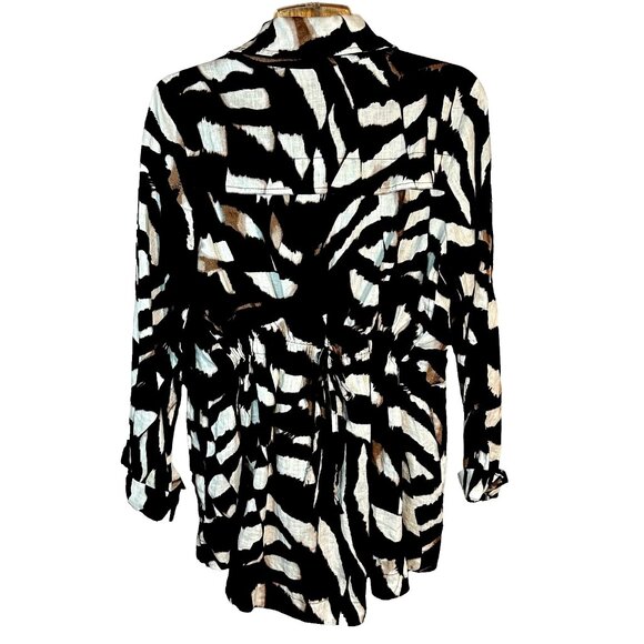 Luii Anthropologie Animal-Print Linen Jacket High-Low Safari Boho Eco-Friendly M - Picture 2 of 8